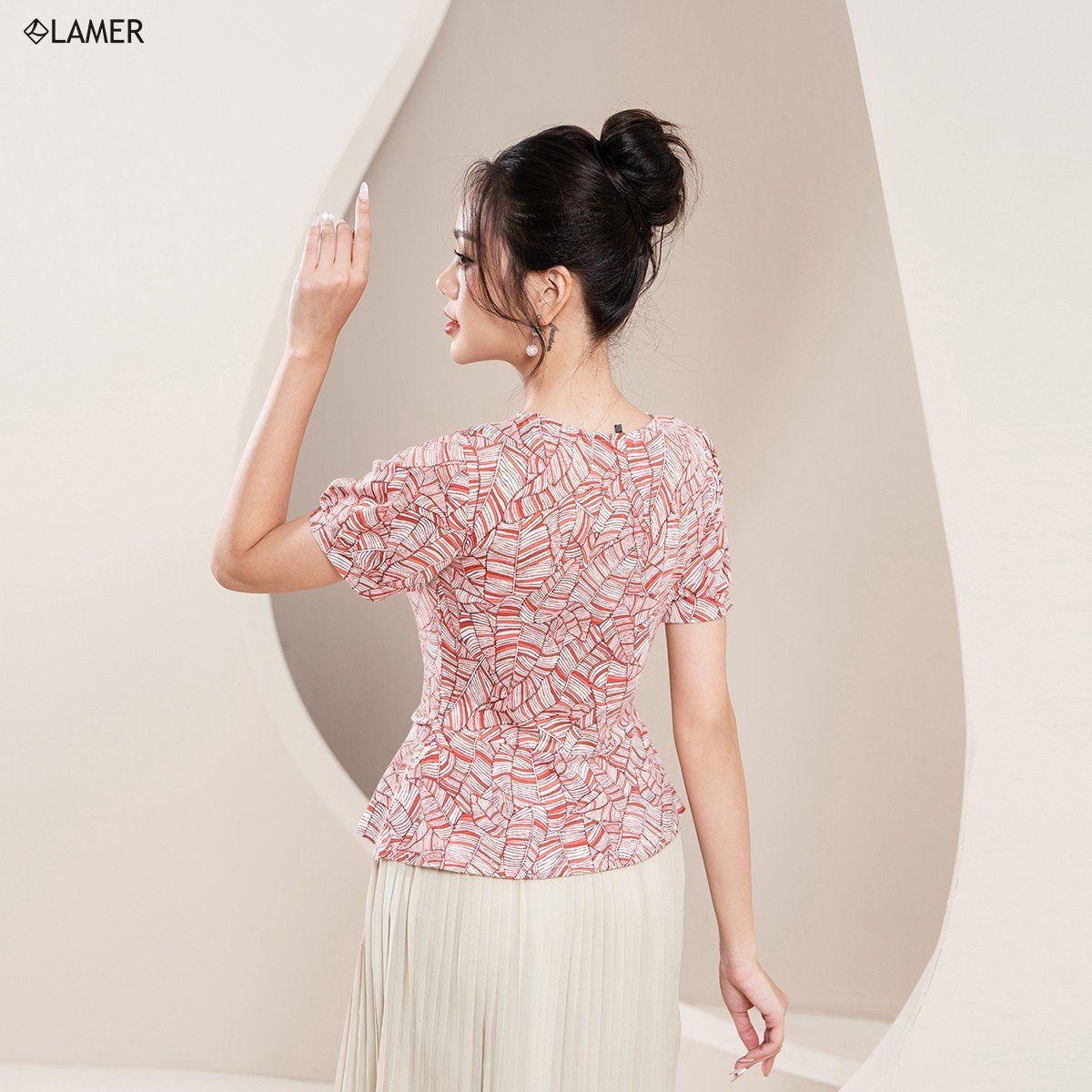 Áo Peplum Lamer Nơ Eo Tay Cộc L61B23H030
