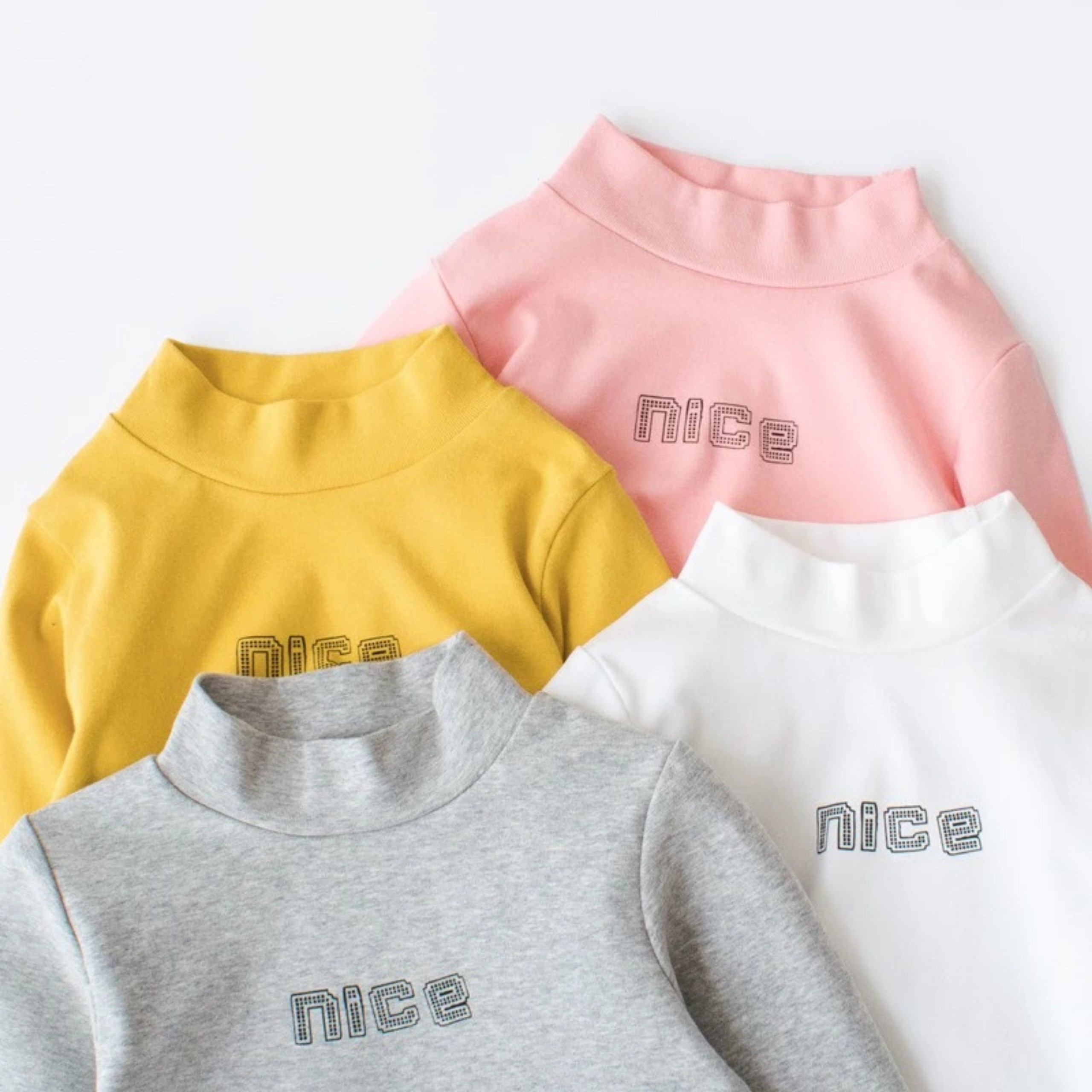 Áo cổ cao chữ Nice sành điệu thu đông kiểu unisex cho bé yêu 8-18kg