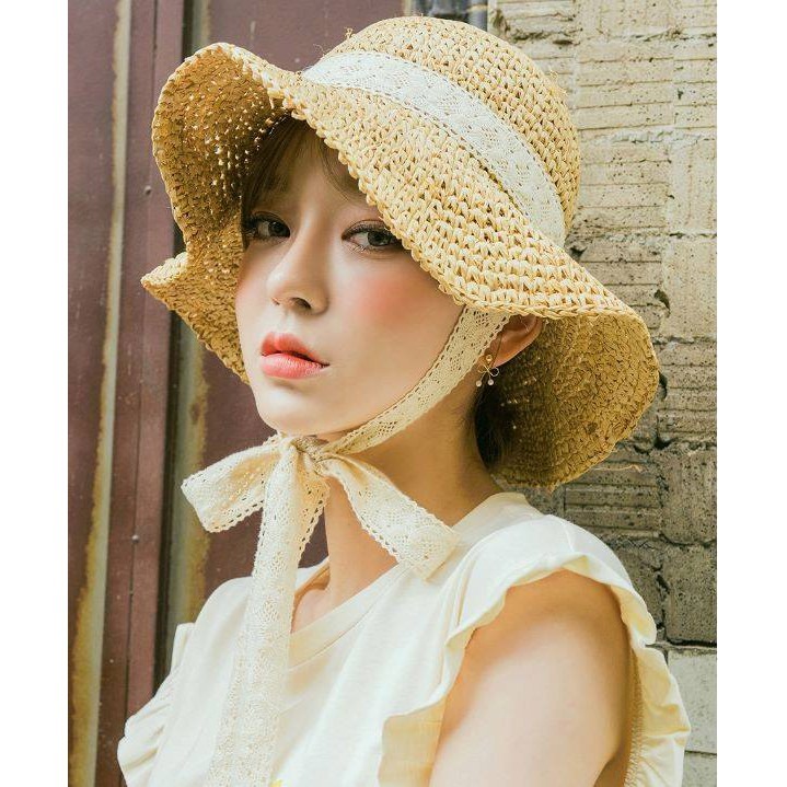 MŨ / NÓN CÓI ( ĐI BIỂN ) TIỂU THƯ MỀM THẮT NƠ VINTAGE [SH2]