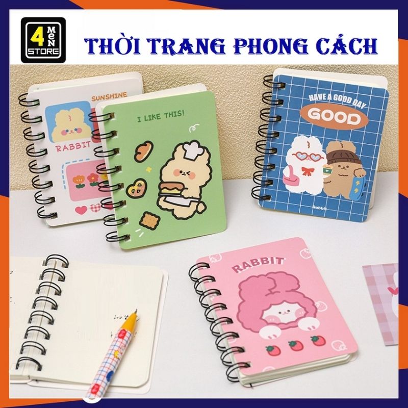 Sổ tay mini ,sổ note họa tiết dễ thương - sổ tay ghi chép mini dễ thương lò xo tiện lợi - sổ nhật ký 160 trang a7 có dòng xinh xắn