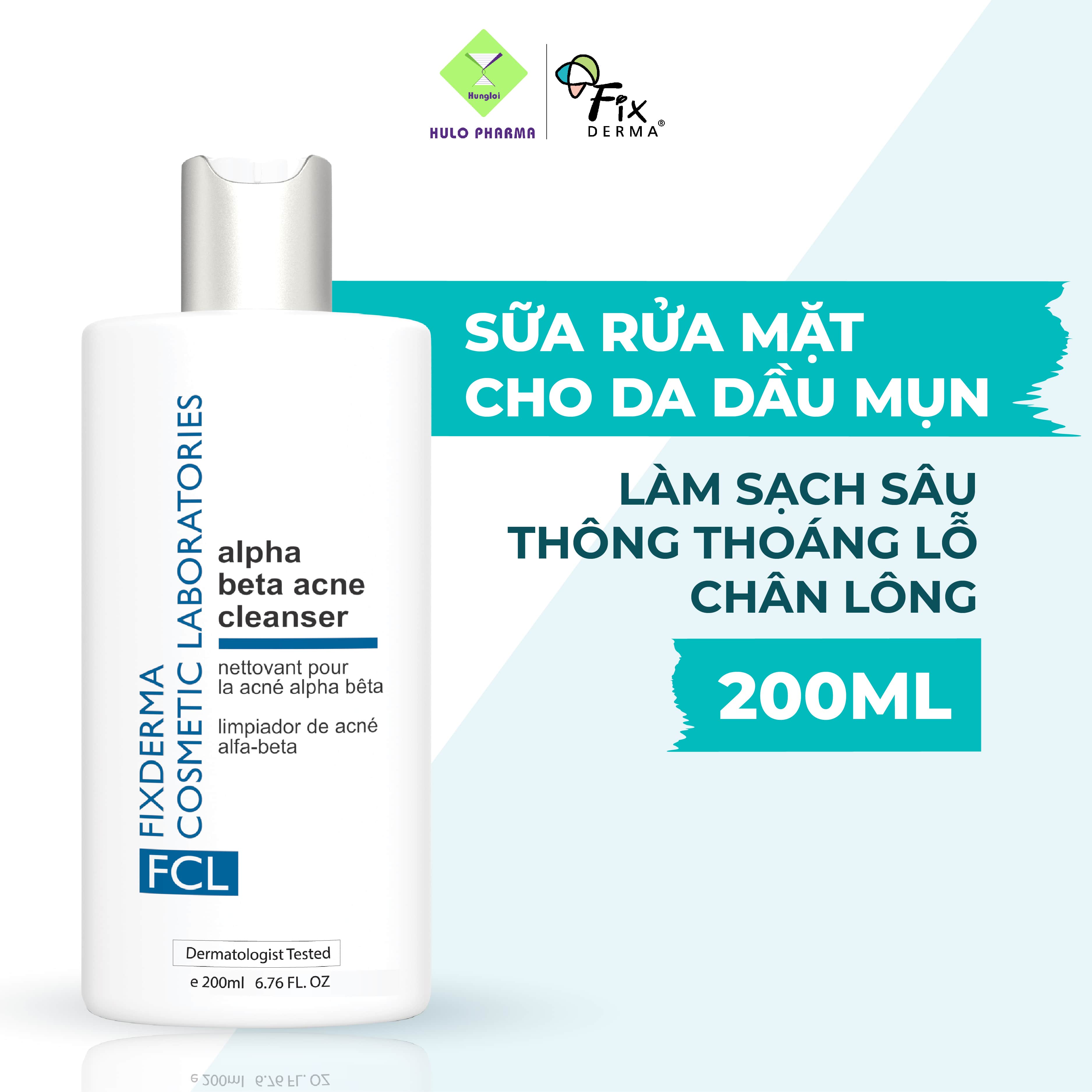 Sữa Rửa Mặt Cho Da Dầu Mụn FCL Alpha Beta Acne Cleanser Ngừa Viêm, Sạch Bụi Bẩn, Giảm Mụn Phục Hồi Da 200ml - Hùng Lợi