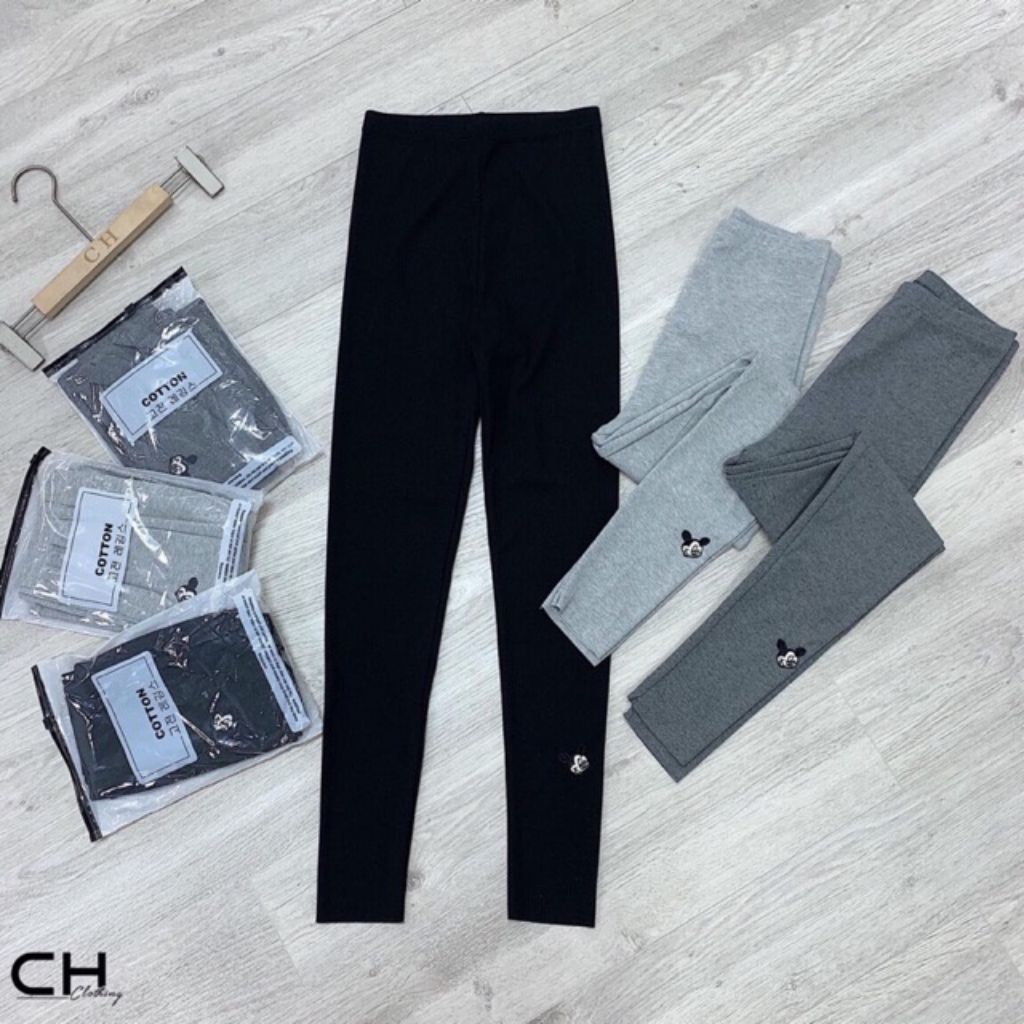 Quần Legging Nữ Len Tăm Thêu Mickey