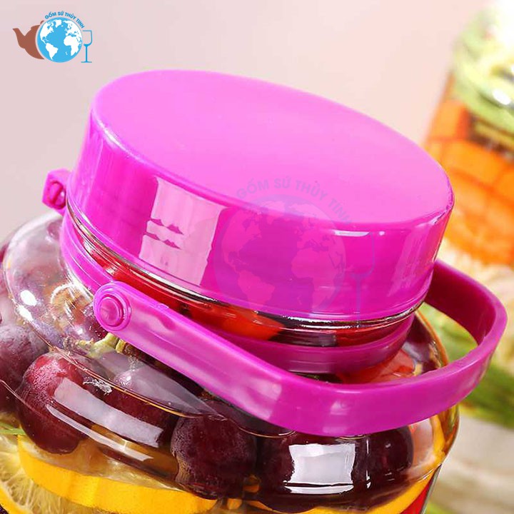 Bình Ngâm Rượu Thủy Tinh 5 Lít Quai Xách - Có Van