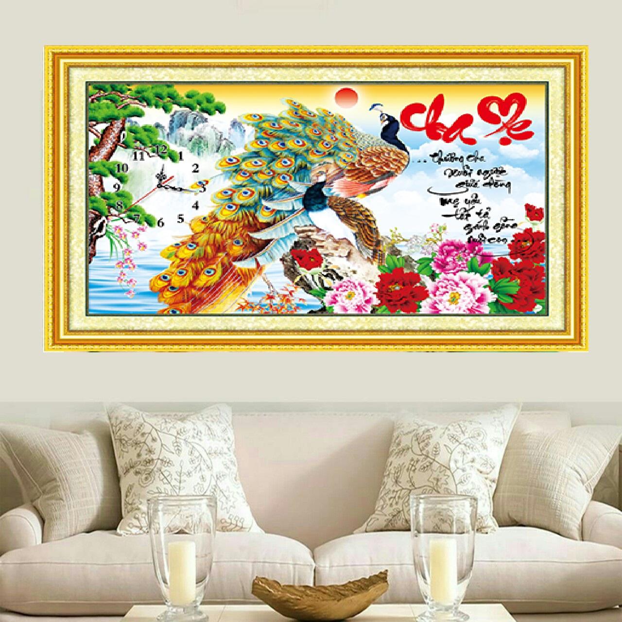 Tranh Đính Đá cha mẹ LV355 ( chưa đính ) Kích thước : 80 x 50cm