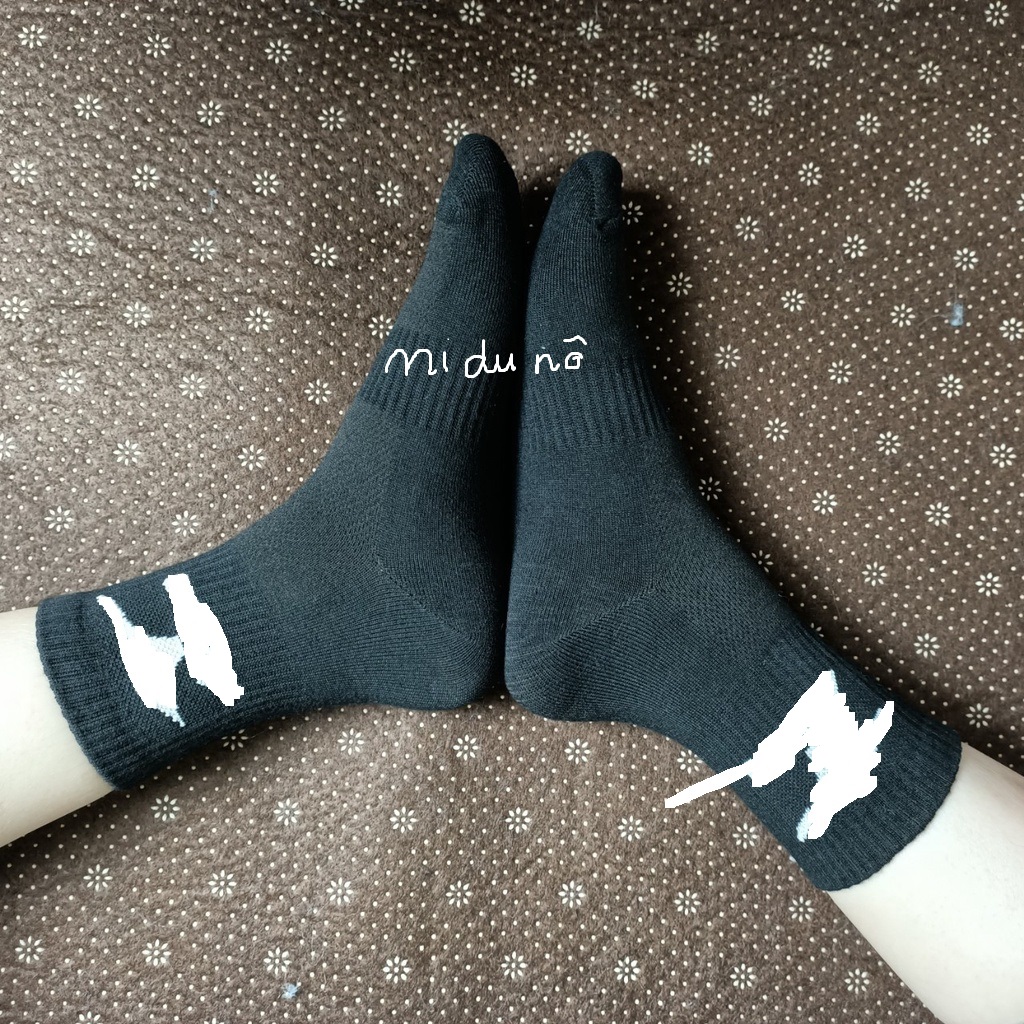 Tất dệt kim MI.DU NÔ Đen Cổ Lửng