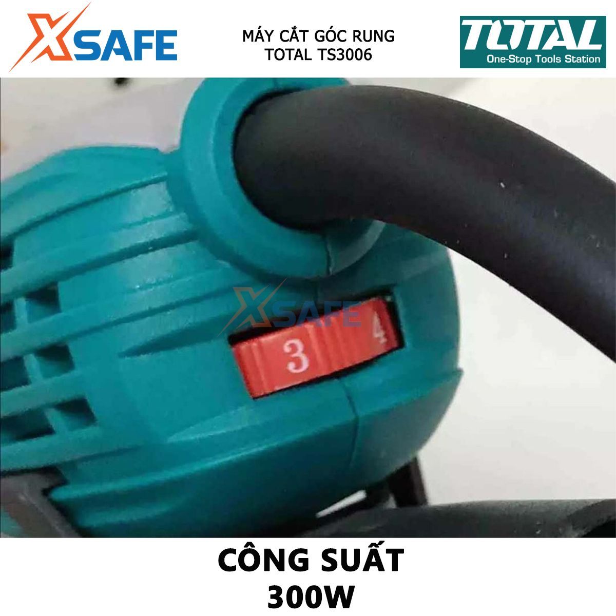 Máy cắt cầm tay Total TS3006 máy cắt góc rung 300W, tốc độ không tải 10000-20000r / phút, kèm dao cạo nhám, lưỡi cắt, lưỡi cưa phân khúc, giấy nhám đồng bằng và 3 giấy nhám, không kèm pin và sạc