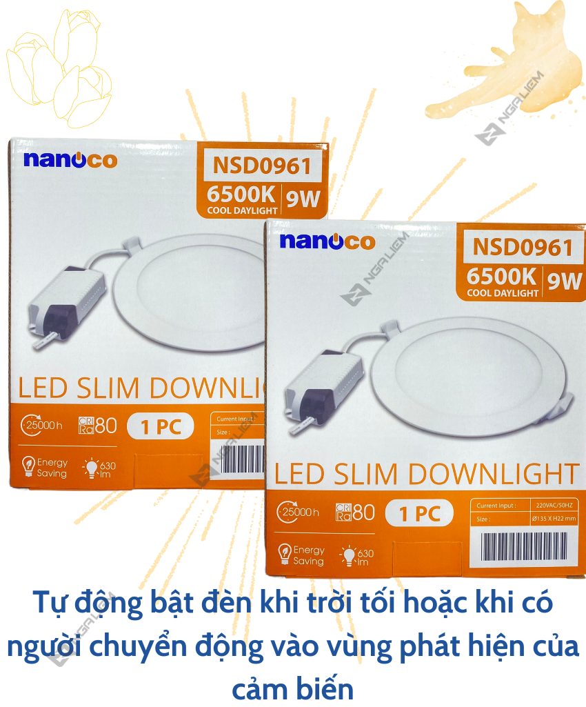 Đèn Led Slim Downlight – IP20 9W/120V Nanoco