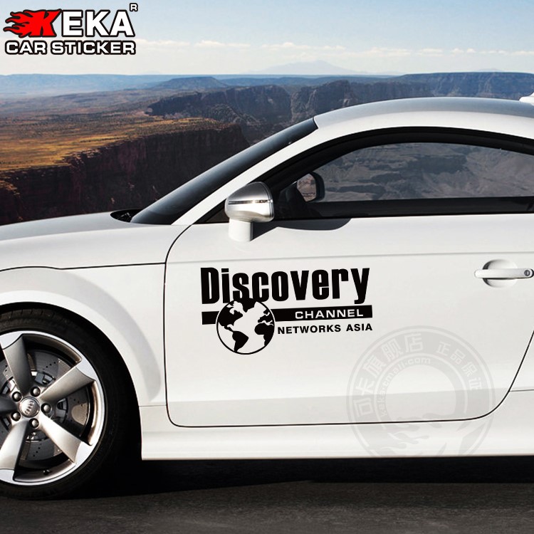 1 bộ 02 chiếc Decal dán sườn xe DISCOVERY màu Đen