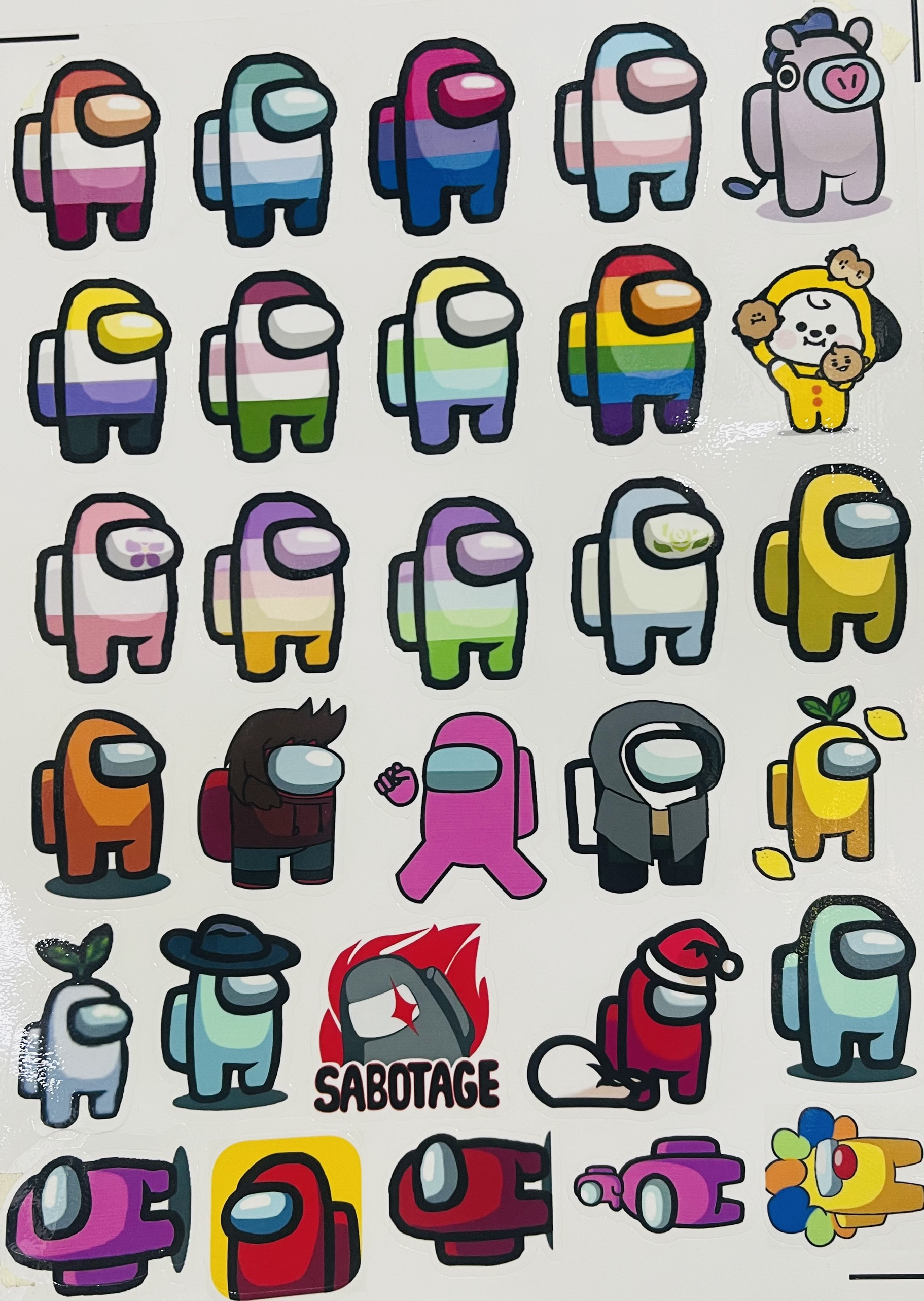 Sticker Among Us set 30-120 ảnh decal hình dán ép lụa