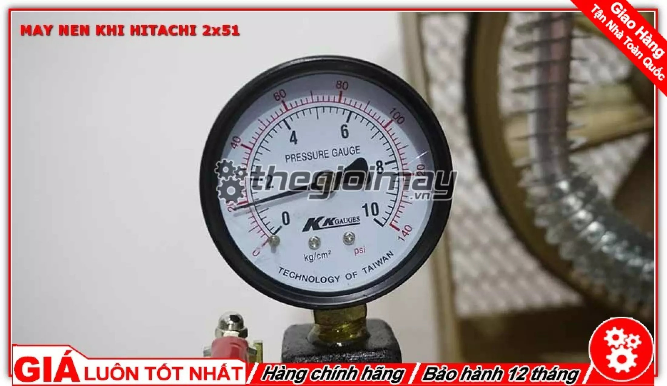 Máy nén khí 2×51 HITACHI 60l màu xám