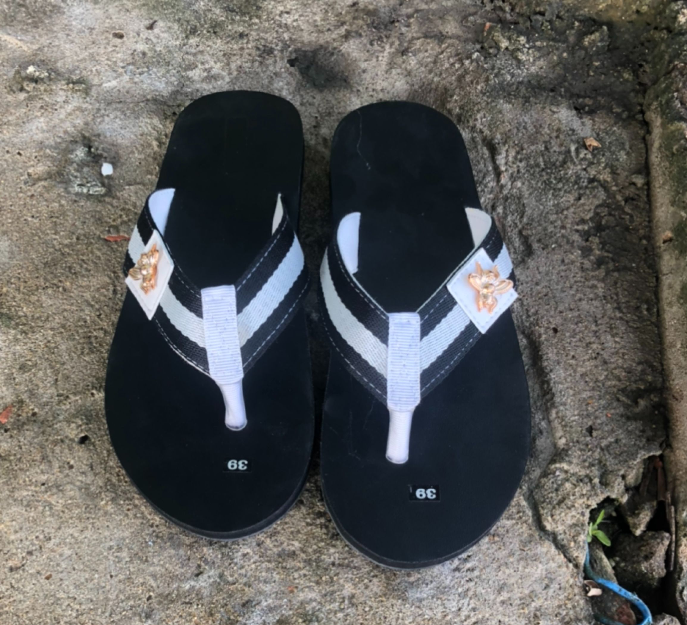 sandal chíp chíp ( kẹp dù nam ) đế đen quai dù trắng đen