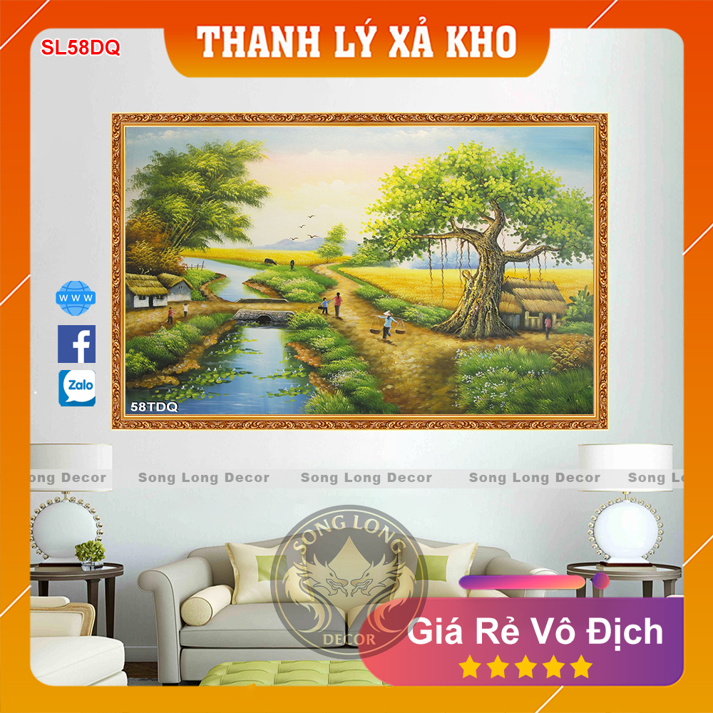 Tranh Dán Tường Làng Quê Việt Nam - SL58DQ-Tranh 3d Đồng quê - Song Long Decor
