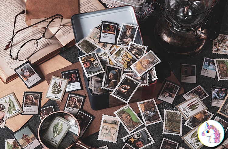 set 100 sticker vintage - sticker tem thư - little postman