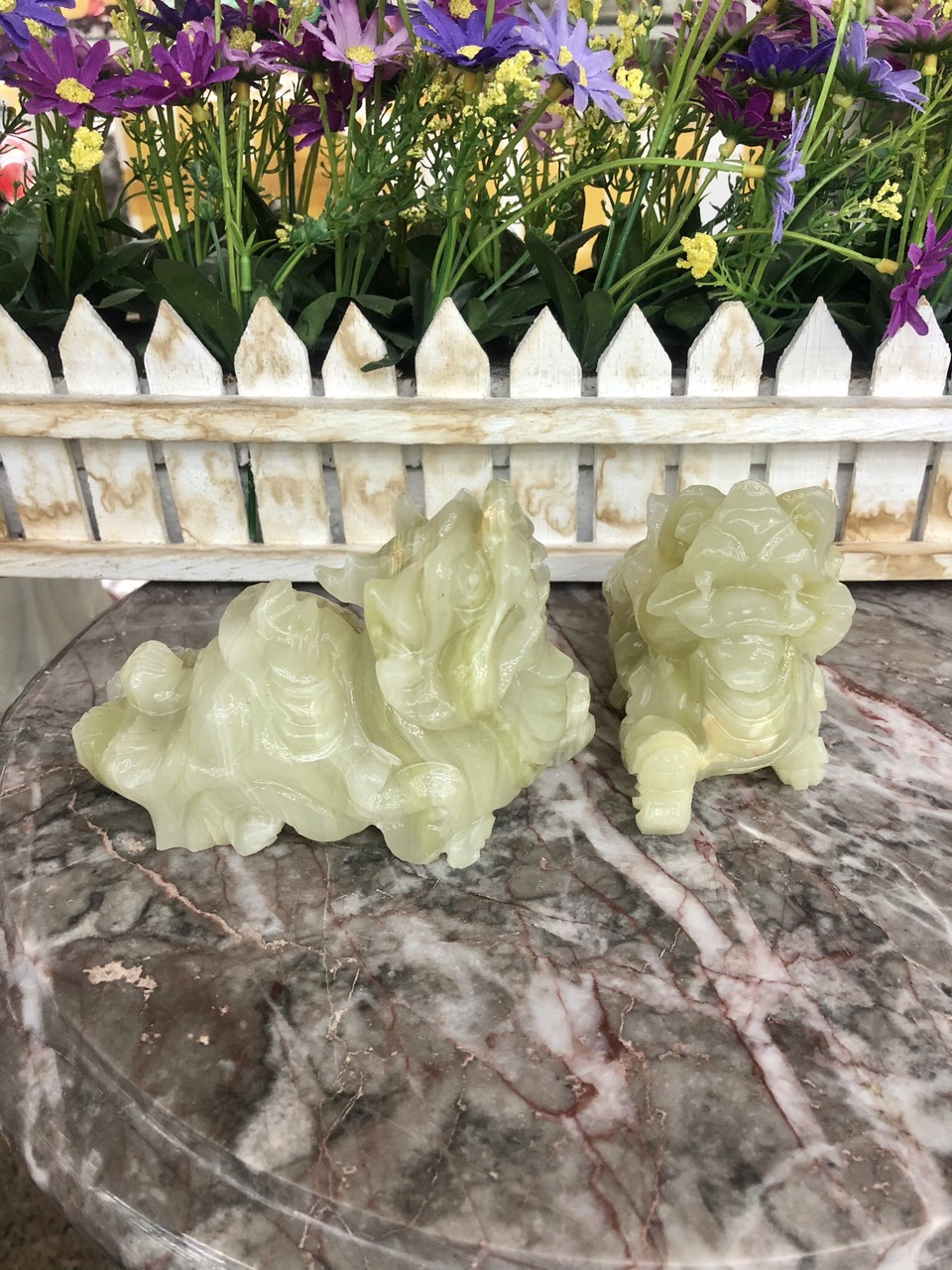 Cặp tỳ hưu đá ngọc Pakistan - Dài 12 cm