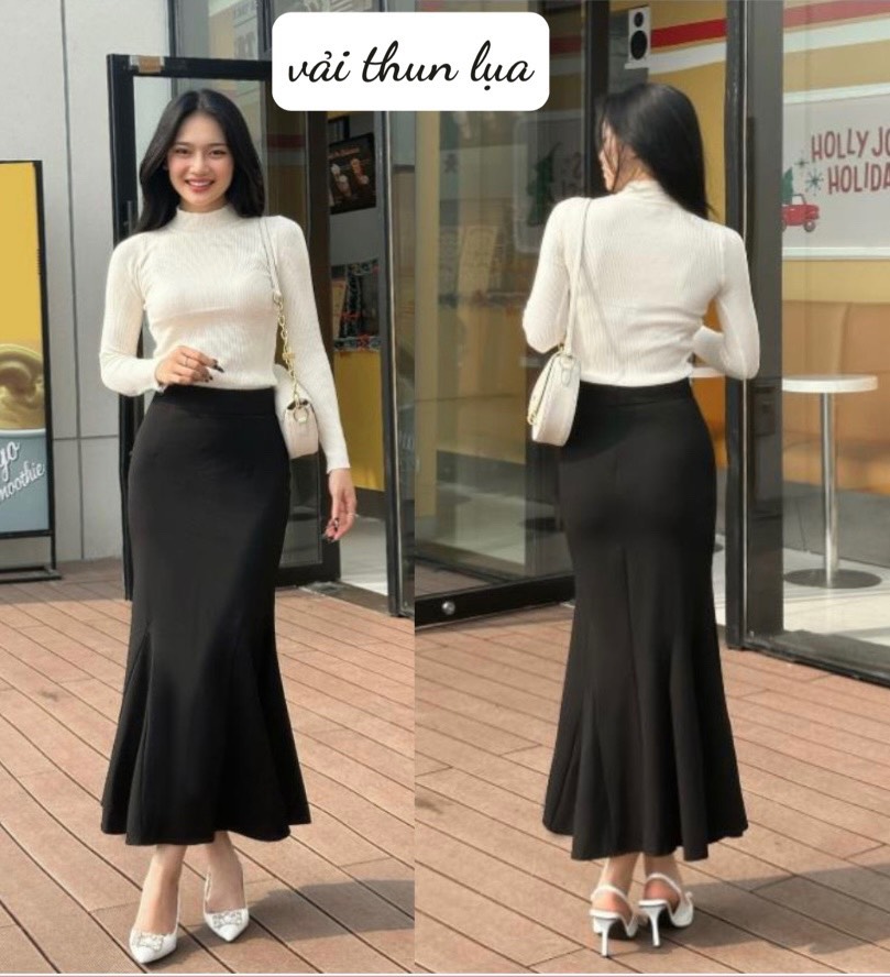 CHÂN VÁY ĐUÔI CÁ DÁNG DÀI VẢI THUN LỤA ÔM BODY CÓ KÈM ẢNH VIDEO TU