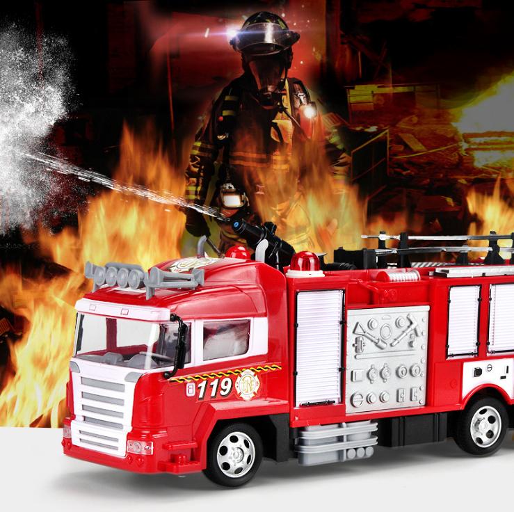 Mô hình xe ô tô cứu hỏa điều khiển từ xa sử dụng pin sạc Xe phun nước thật bằng điều khiển