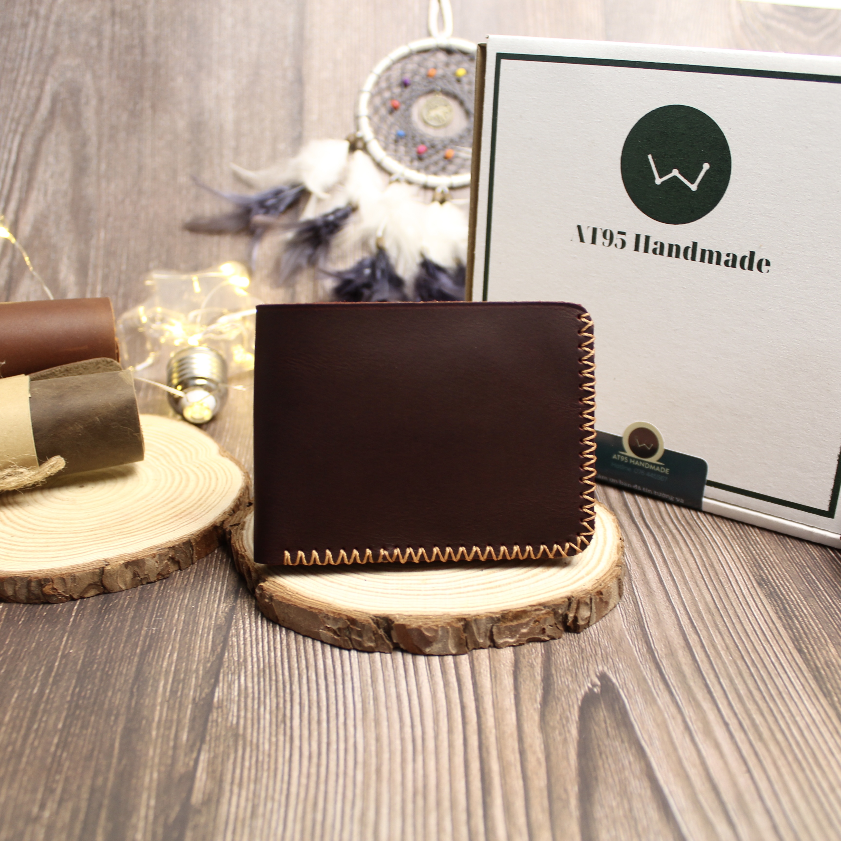 Ví siêu mini nhỏ gọn da bò thật VN04  AT95 Handmade
