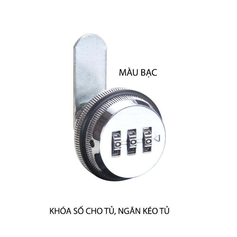 Khóa số KS9503-20mm cho ngăn kéo bàn, tủ với 3 mã số có thể thay đổi được, bằng hợp kim, loại dài 20mm