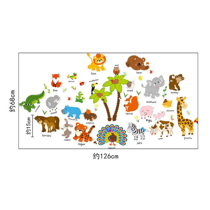 Decal dán tường vườn thú tiếng anh 03 SK9328