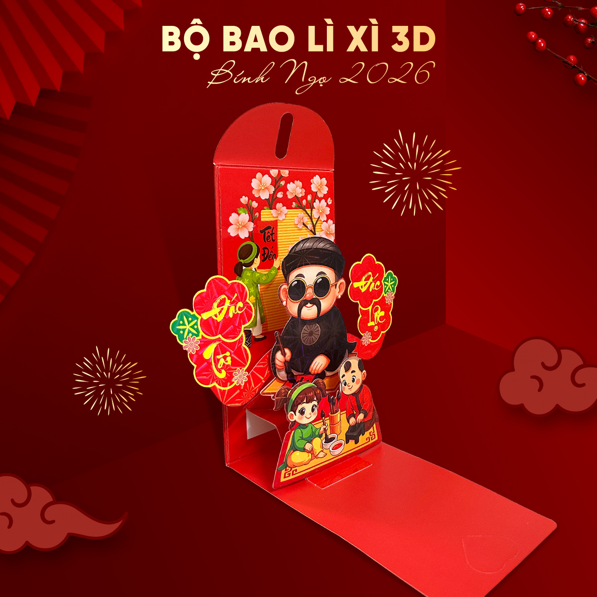 Bao Lì Xì Popup 3D Cao Cấp Tết Bính Ngọ 2026 Lì Xì Mẫu Thiết Kế Đẹp Sang Trọng – BEYOU DIY