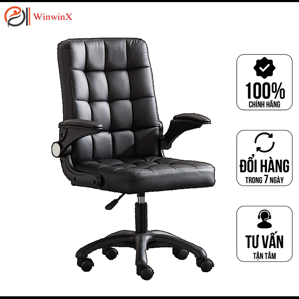 Ghế giám đốc có tựa đầu cao cấp, ghế xoay văn phòng giá rẻ thiết kế êm ái, 2 loại chất liệu Da PU và Nỉ, làm việc văn phòng, học tập tại nhà siêu tiện lợi - winwinx