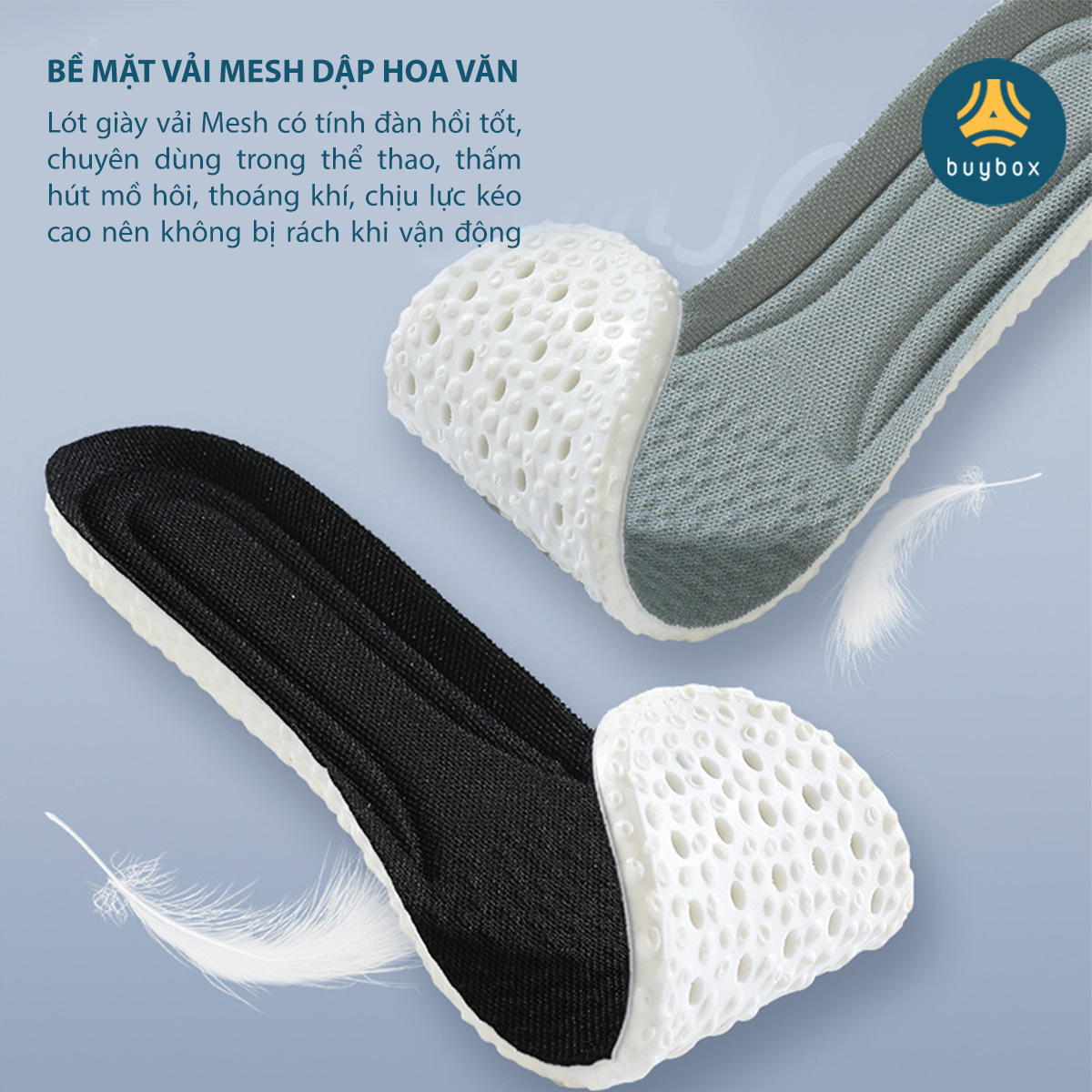 Lót giày nam nữ êm chân chất liệu cao su non, đàn hồi tốt, chống thốn và bảo vệ gót chân - buybox - BBPK361