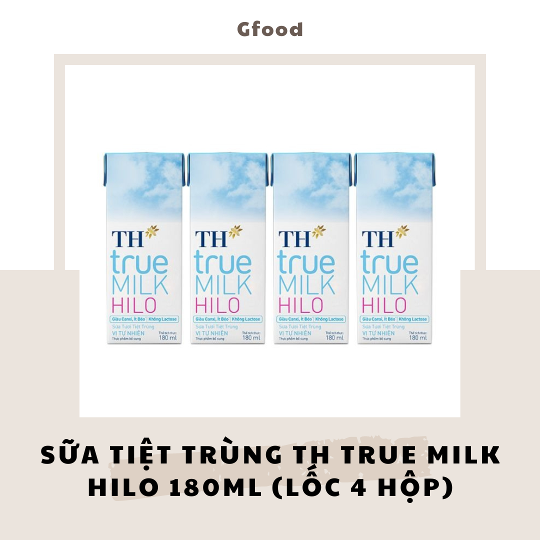 Th true milk sữa tiệt trùng hilo lốc 4 hộp 180ml