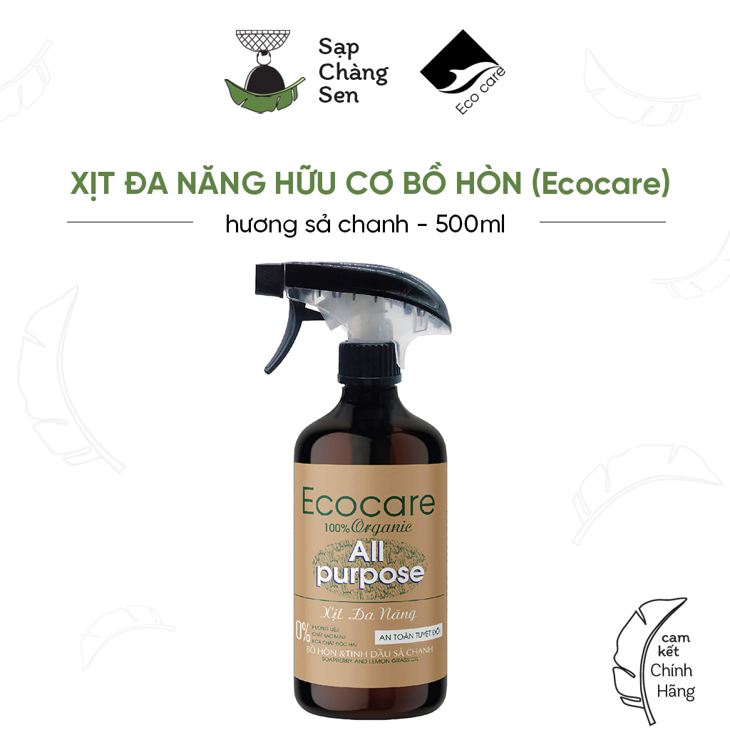 Xịt đa năng hữu cơ bồ hòn (Ecocare) | sả chanh, quế