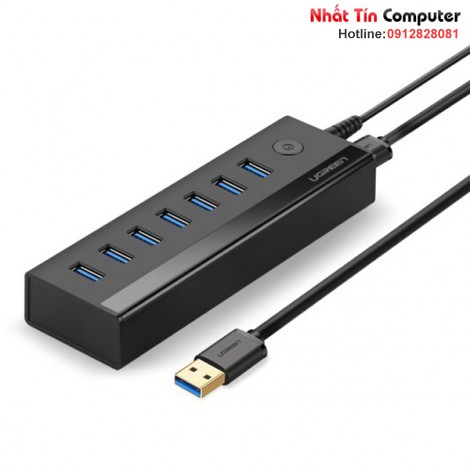 Bộ hub chia 7 cổng usb 3.0 có nguồn 5v/2a ugreen 40522 cao cấp