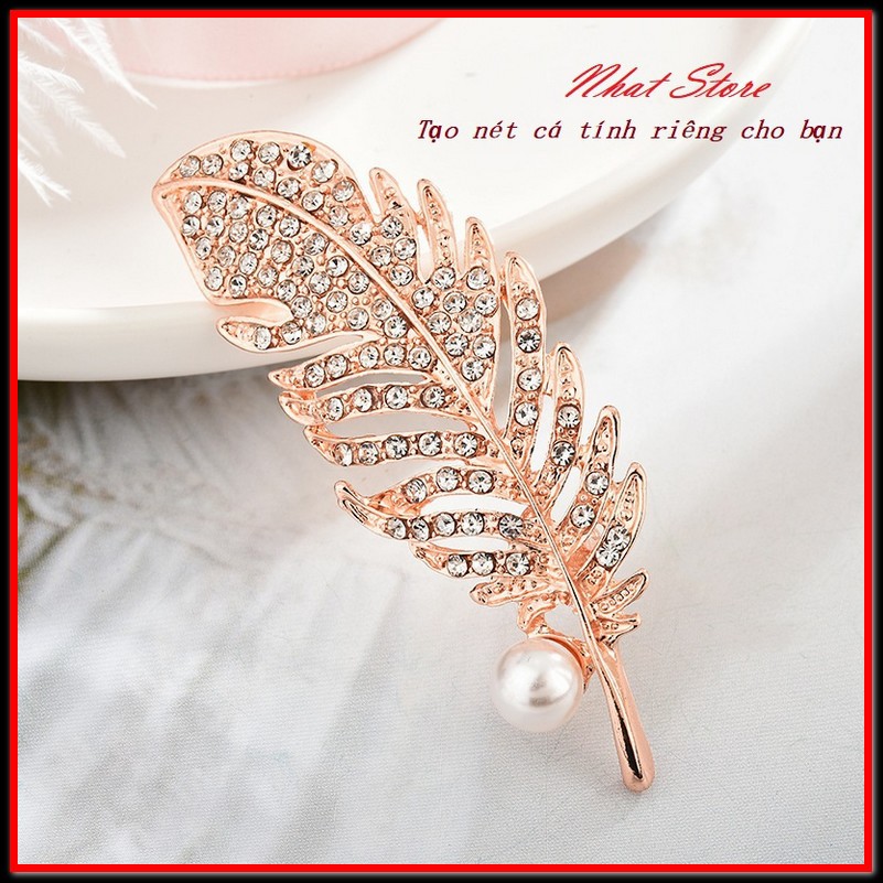 Trâm Cài Áo Hình Lá Đính Đá Cho Nam Nữ Tạo Style Riêng Phong Cách Thời Trang Hàn Quốc Hottrend - Cài Áo Ca53
