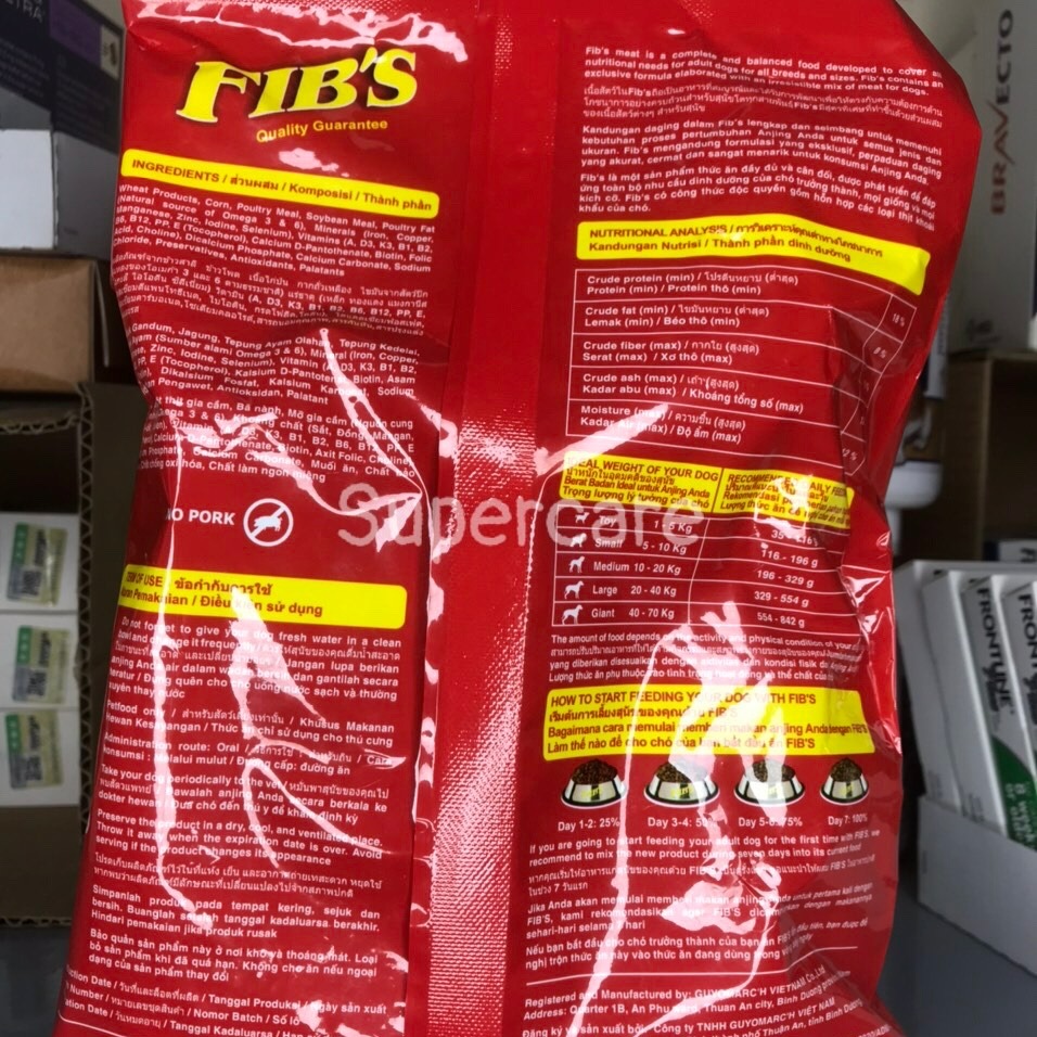 [Hoàn tiền 10%] [CÓ HỎA TỐC] Combo 5 Gói Thức Ăn Fibs Cho Chó Trưởng Thành [TÚI 400GR]
