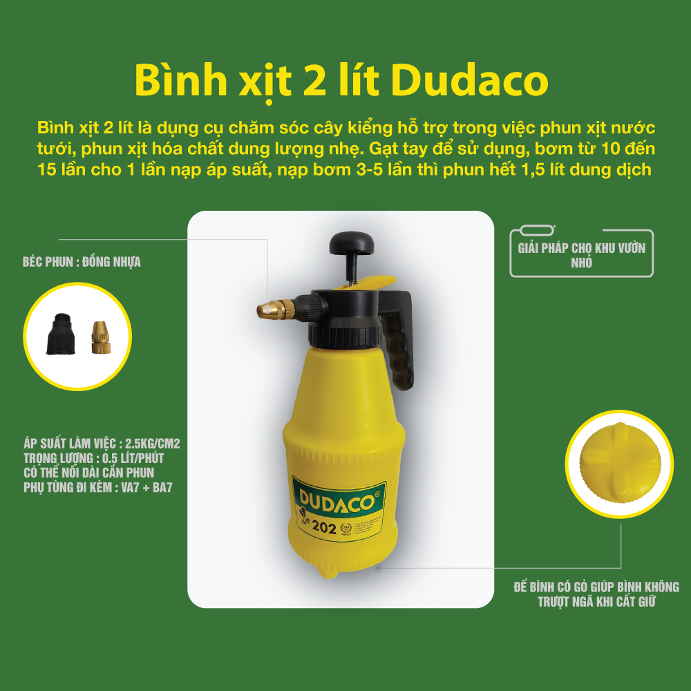 Bình xịt tưới cây Dudaco 202 dung tích 2 lít
