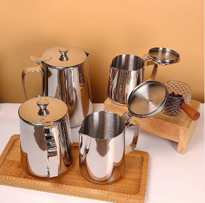 Ca Đánh Sữa Inox 304 Có Nắp [ Dung Tích: 350ml _ 600ml _ 1000ml _ 1500ml _ 2000ml ]