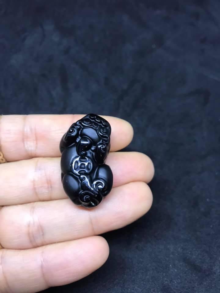 [HCM]MẶT  DÂY TỲ HƯU ĐÁ NÚI LỬA Obsidian 1A-[ size lớn] TẶNG KÈM DÂY ĐEO