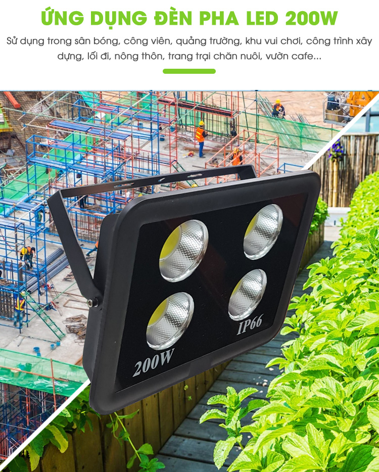 Đèn pha LED chiếu sâu (Pha cốc) 200W Đèn Pha Led 200W - ĐÈN PHA CỐC/LY 200W IP66 Chip Led COB