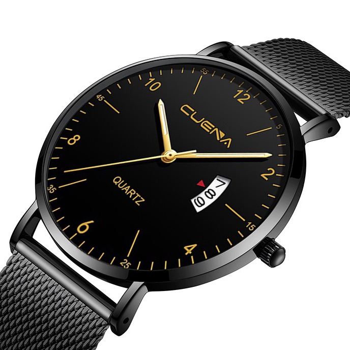 Đồng hồ nam CUENA CU8001 Dây Đeo Lưới Đồng Hồ Không Thấm Nước - Đồng Hồ Doanh Nhân Đơn Giản- Đồng Hồ Sinh Viên  Đồng Hồ Thạch Anh lịch ngày sang trọng vỏ và dây hợp kim thép