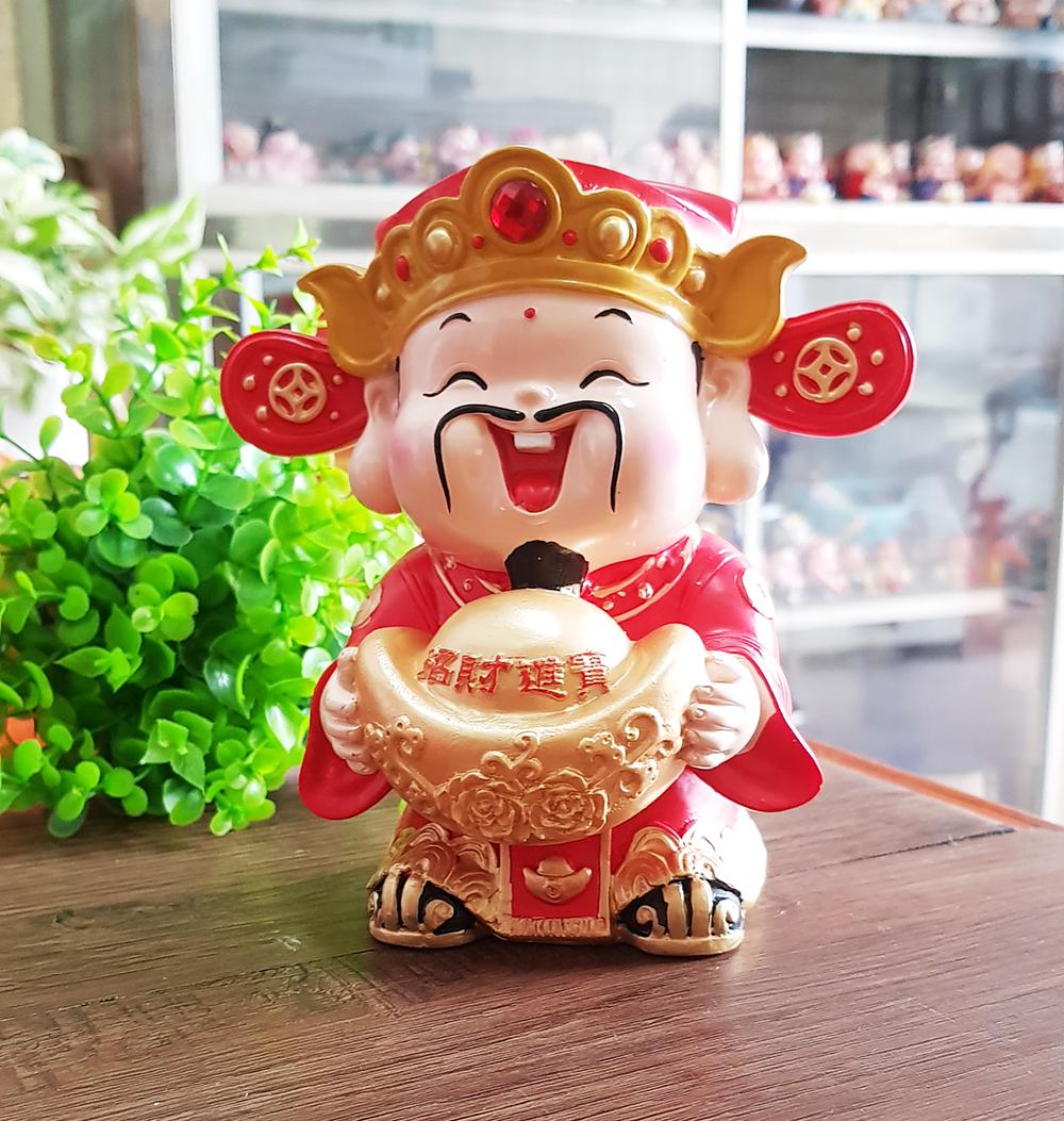 [HCM]Tượng chibi Thần Tài ôm thỏi vàng 14cm - mẫu đặc ruột