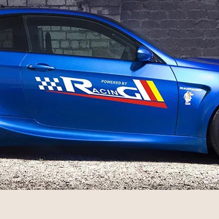 Bộ 2 tem dán cửa xe ô tô Racing
