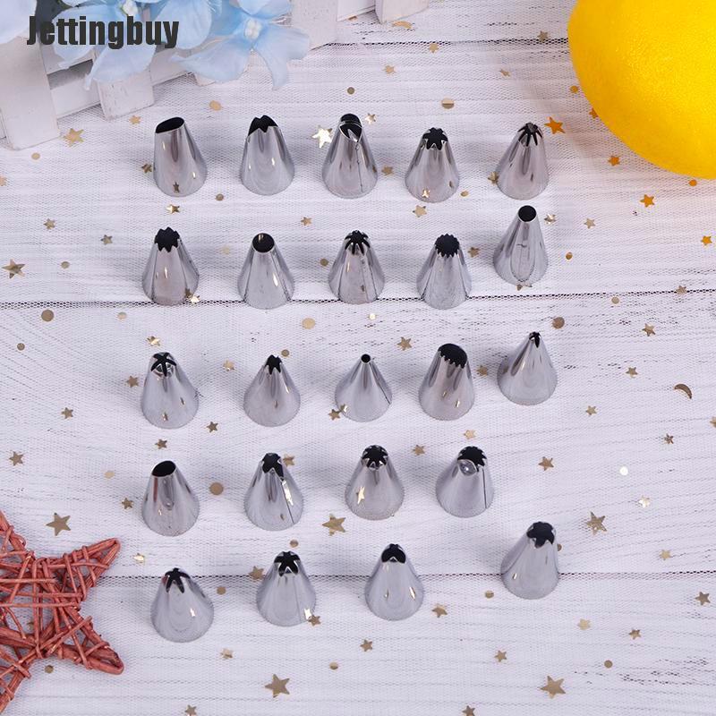 [Jettingbuy] Stainless Steel Icing Piping Nozzles Tools Set Box Cake Decorating A: 24Pcs