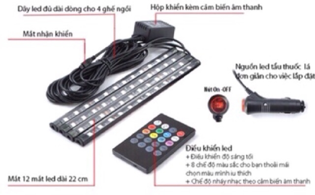 Led gầm ghế ô tô cảm ứng nhạc