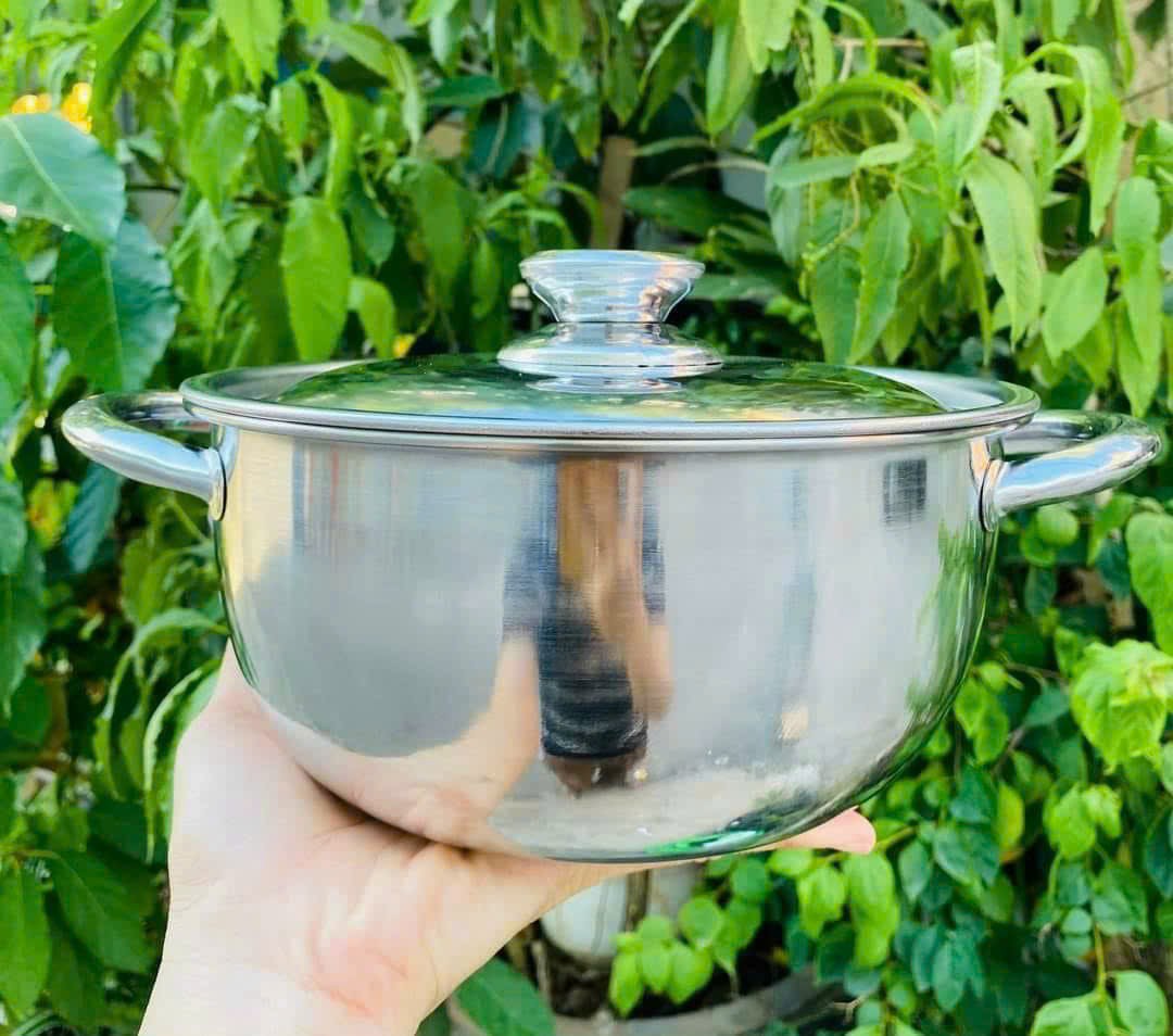 Nồi bầu inoc 430 đáy từ tithafac dùng cho mọi loại bếp 21.5cm