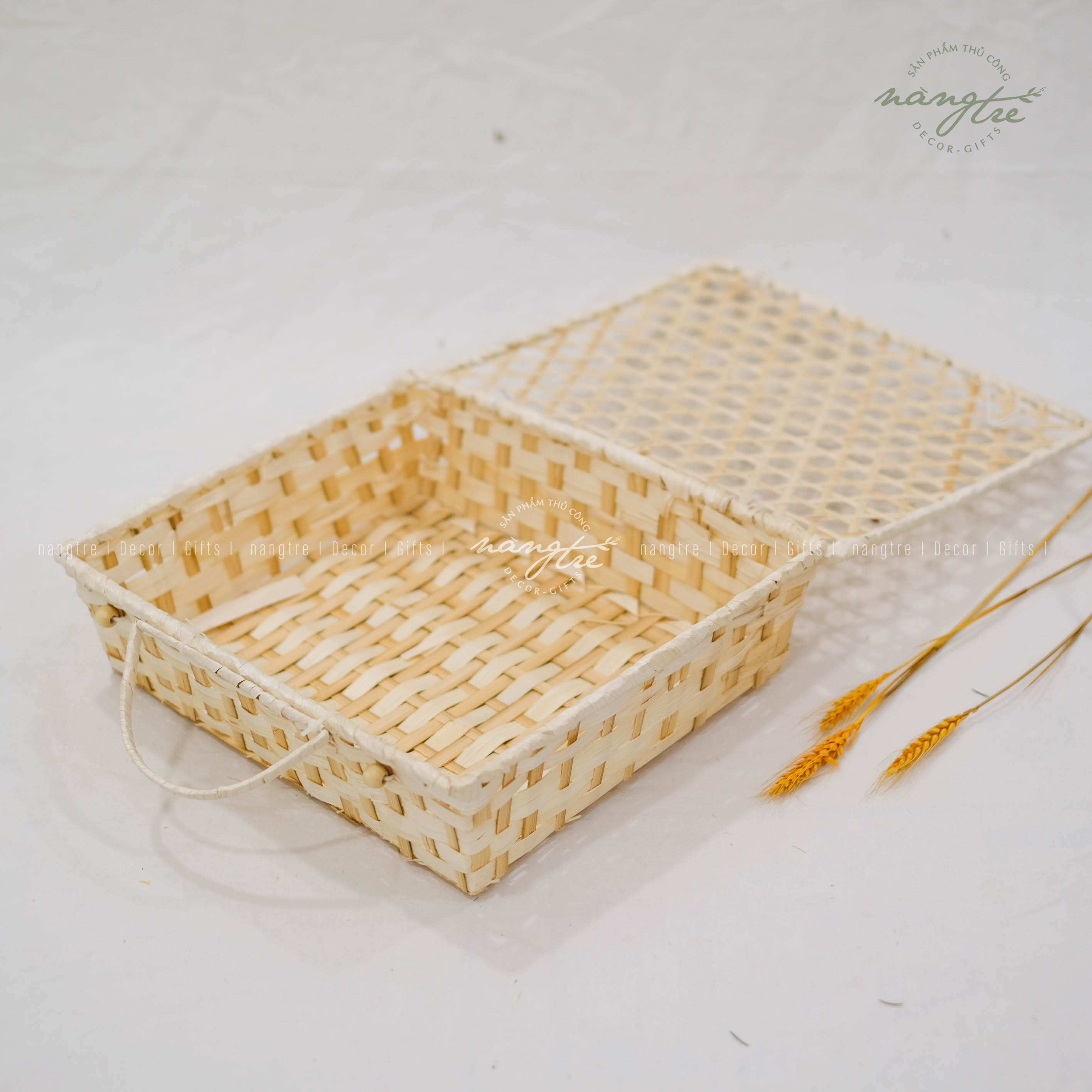 [HCM]Giỏ tre đan mắt cáo - Giỏ tre đựng quà - Bamboo basket