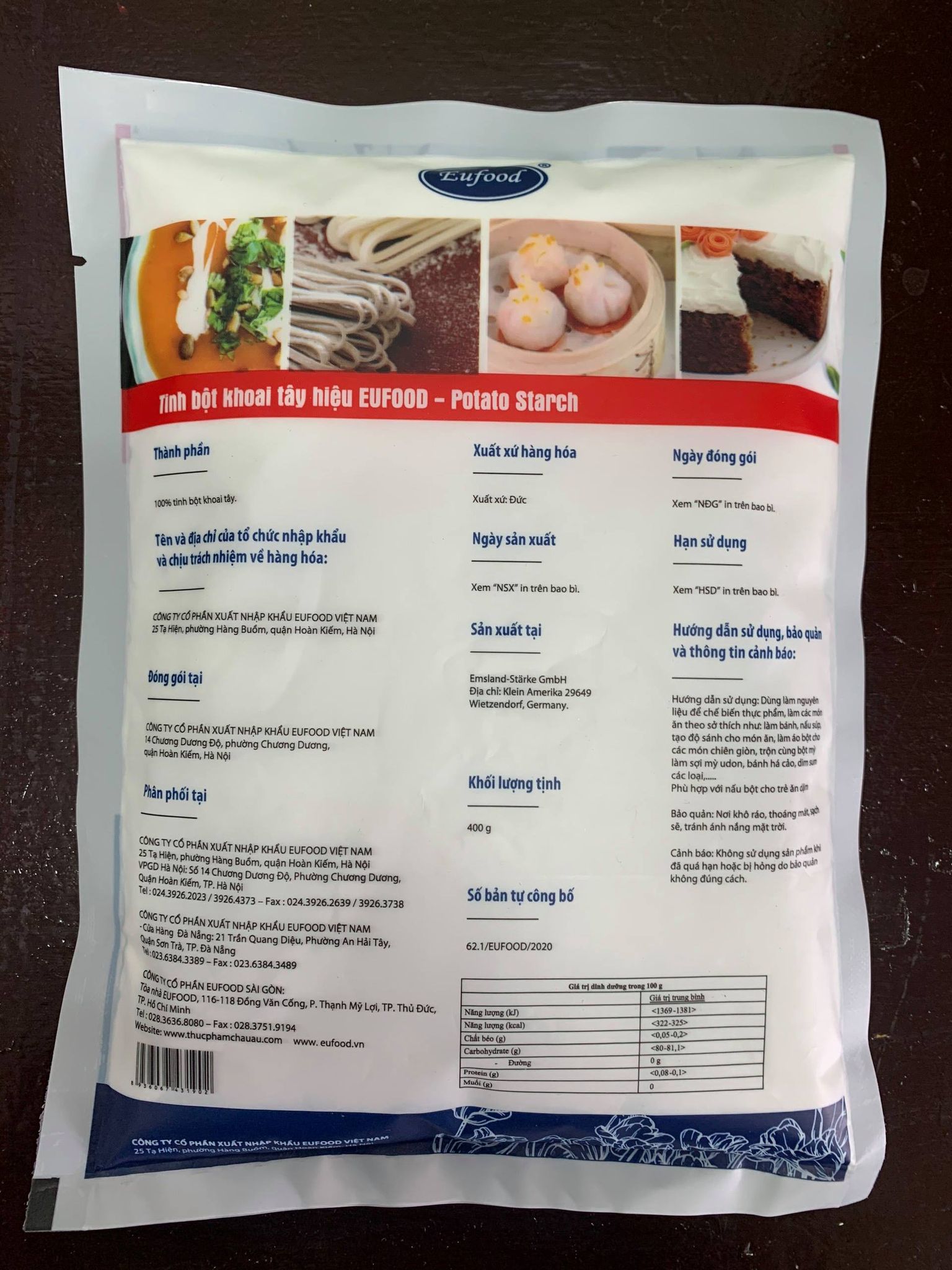 Tinh bột khoai tây Eufood 400g