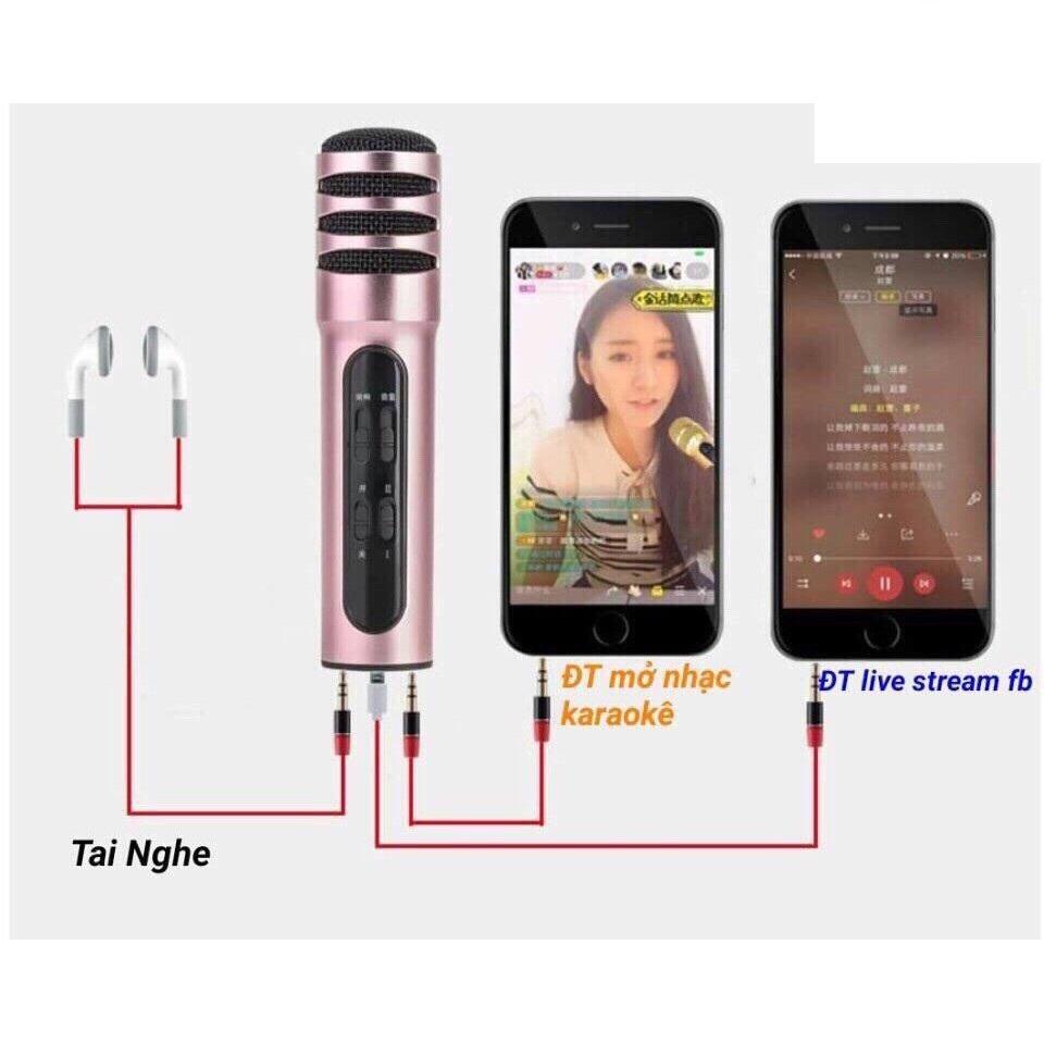 Mic thu âm, livestream bán hàng chuyên dụng cho điện thoại, ipad hay tuyệt vời, đầy đủ tính năng như một sound card thực thụ, echo, âm thanh trung thực, tiện lợi mang theo, Micro thu âm + mic karaoke + soucard với hiệu ứng âm thanh hiện đại