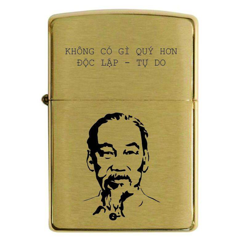 [HCM]Bật Lửa Zippo Đồng Nguyên Khối Mẫu Bác [ Kèm Chai Xăng]