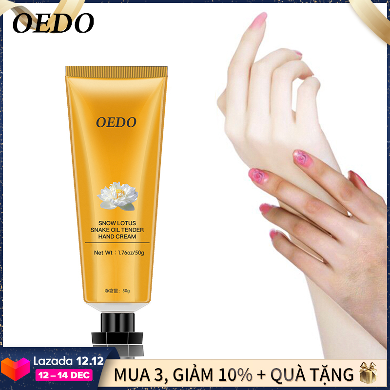 OEDO Kem chăm sóc da tay Hoa Sen Tuyết 50g có chức năng kháng khuẩn, chống nứt nẻ, dưỡng trắng da và chống lão hóa, phù hợp với mọi loại da - INTL