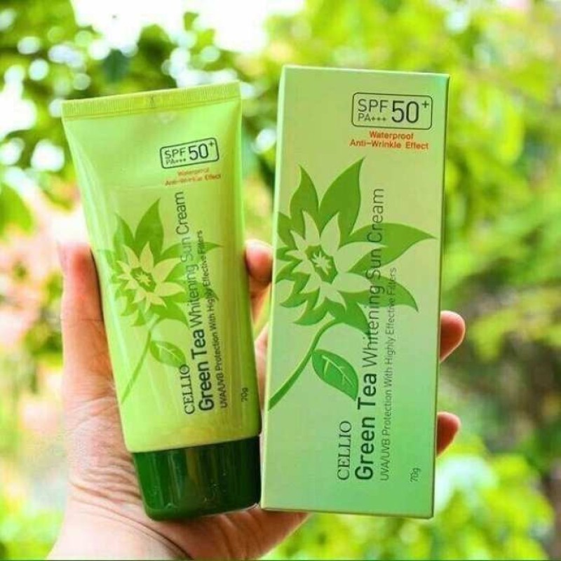 [HCM]Kem chống nắng Cellio Green Tea Whitenning Sun Cream SPF50 nhập khẩu