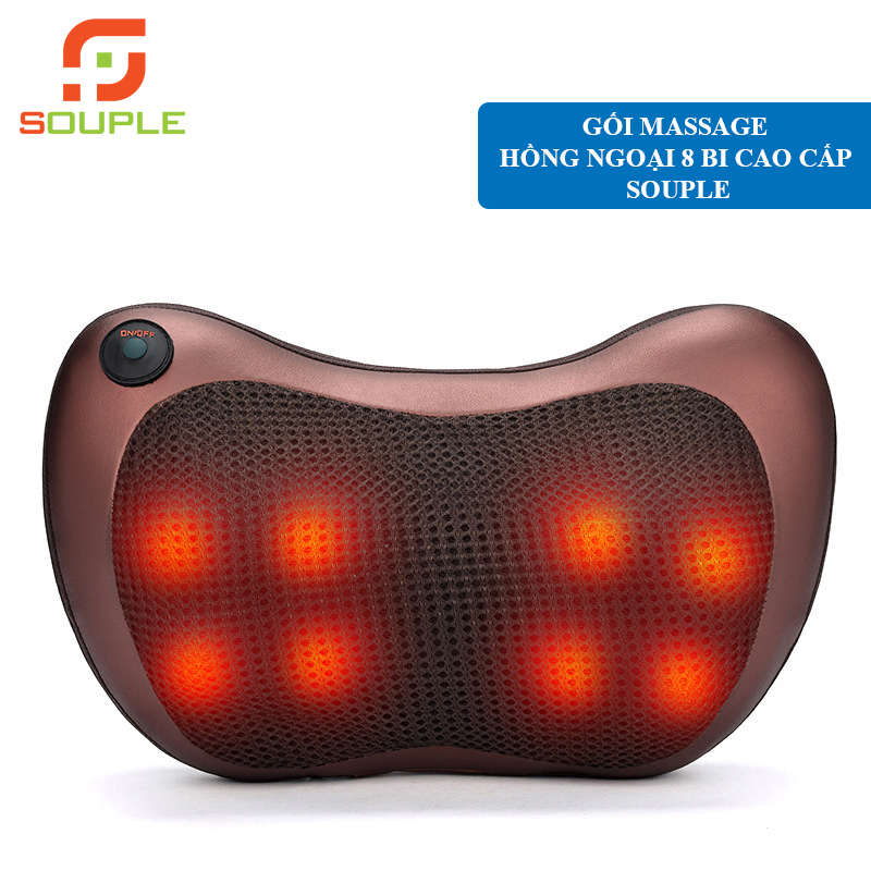 Gối massage 8 bi, gối massage giảm đau mỏi vai gáy. hàng chính hãng souple.