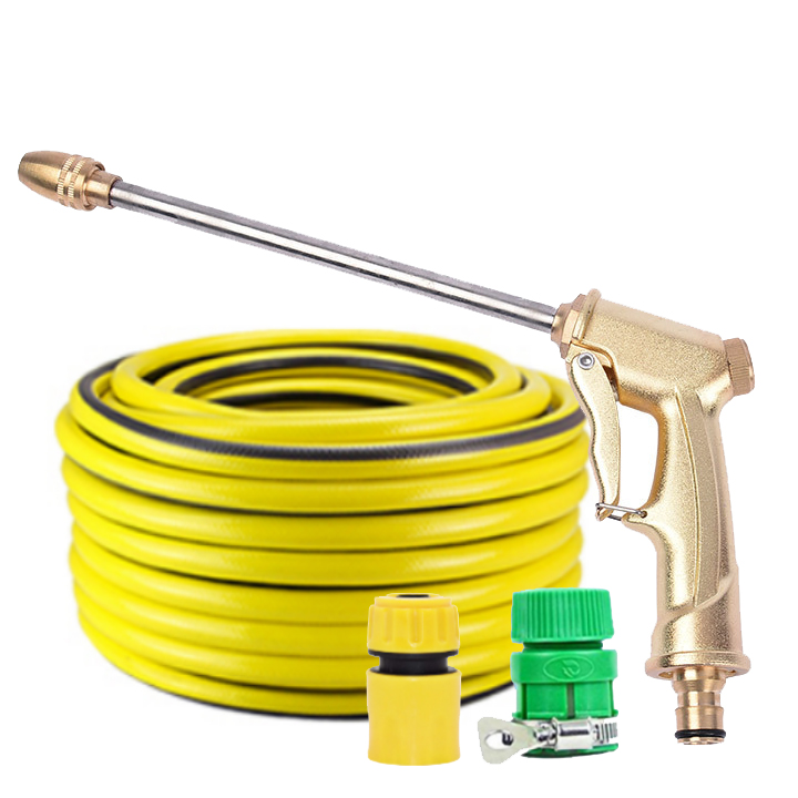 Vòi nước vòi phun nước rửa xe tưới cây tăng áp thông minh + bộ dây bơm nước 5m cao cấp TLG 701-3498 (dây vàng)