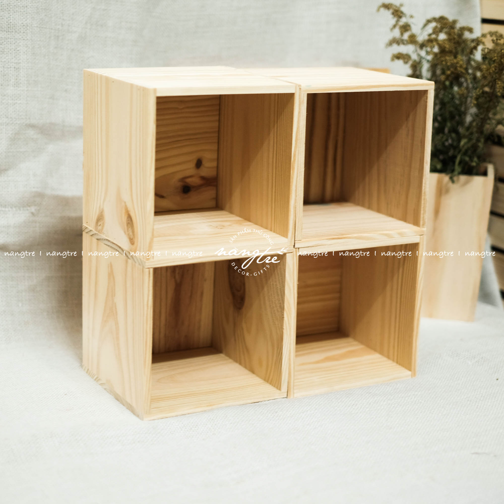 Chậu gỗ vuông - Hộp gỗ vuông